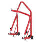 LEVE/BEQUILLE STAND MOTO P2R AVANT FIXATION SOUS TE DE FOURCHE ACIER ROUGE (HAUTEUR REGLABLE 67 à 88 cm) 3700948289266