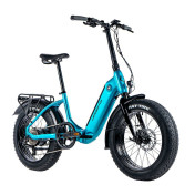 VELO ELECTRIQUE/VAE PLIANT FAT BIKE 20 LEADER FOX CODY MIXTE BLEU CLAIR 7V MOTEUR ROUE AR BAFANG 36V 80Nm BATTERIE 16Ah 8592826043511