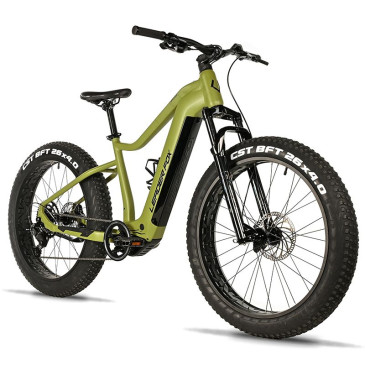 VELO ELECTRIQUE/VAE VTT FAT BIKE 26 LEADER FOX BRAGA VERT OLIVE 9V MOTEUR CENTRAL BAFANG M510 36V 95Nm BATTERIE 23,2Ah (18'' - H45,7cm - TAILLE M - POUR ADULTE DE 168cm à 178cm) 8592826042095