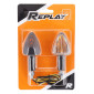 CLIGNOTANT UNIVERSEL REPLAY MINI TRIANGLE A AMPOULE BA9S TRANSPARENT/NOIR (L 82mm / H 37mm / L 28mm) (PAIRE) ** 3700948032725