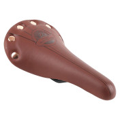 SADDLE- NEWTON FOR ROAD BIKE VINTAGE - LIGHT BROWN WITH RIVETS - 278x155mm -STEEL RAIL- 3700948075661
