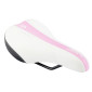 SADDLE- DDK FOR CHILDREN MISSION WHITE / PINK/SILVER PATTERN 240x160mm -STEEL RAIL - BLACK 3700948075623
