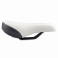 SELLE JUNIOR NEWTON MISSION BLANC DECO ROSE/ARGENT 240x160mm RAIL ACIER NOIR 3700948075623