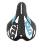 SADDLE- DDK FOR CHILDREN XRS BLACK / BLUE-WHITE PATTERN 203x145mm -STEEL RAIL - BLACK 3700948075562