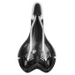 SADDLE- NEWTON FOR ROAD BIKE/MTB KINETIC BLACK / WHITE-BLACK PATTERN 260x140mm -CR-MO RAIL- SILVER 3700948075753