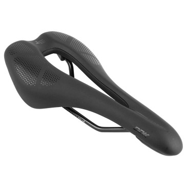 SELLE NEWTON ROUTE/VTT NOIR CONFORT AVEC TROU CENTRAL 269x140mm RAIL ACIER NOIR 3700948278376