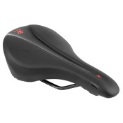 SELLE NEWTON JUNIOR ICHNOS RACING NOIR DECO ROUGE 256X140MM RAIL ACIER -SDL- 3700948300503