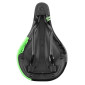 SELLE JUNIOR NEWTON RAV NOIR DECO VERT 210x130mm AVEC TROU CENTRAL RAIL ACIER NOIR 3700948102916