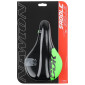 SELLE JUNIOR NEWTON RAV NOIR DECO VERT 210x130mm AVEC TROU CENTRAL RAIL ACIER NOIR 3700948102916
