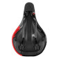 SELLE JUNIOR NEWTON RAV NOIR DECO ROUGE 210x130mm AVEC TROU CENTRAL RAIL ACIER NOIR 3700948102923