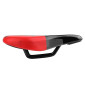 SADDLE- NEWTON FOR CHILDREN RAV BLACK / RED PATTERN 210x130mm -STEEL RAIL - BLACK-WITH ERGO HOLE 3700948102923
