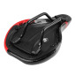 SELLE JUNIOR NEWTON RAV NOIR DECO ROUGE 210x130mm AVEC TROU CENTRAL RAIL ACIER NOIR 3700948102923