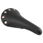 SADDLE- DDK FOR ROAD BIKE VINTAGE - BLACK WITH RIVETS - STEEL RAIL- 263x148mm 3700948083277