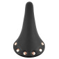 SADDLE- DDK FOR ROAD BIKE VINTAGE - BLACK WITH RIVETS - STEEL RAIL- 263x148mm 3700948083277