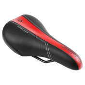SELLE JUNIOR NEWTON MISSION NOIR DECO ROUGE/ARGENT 240x160mm RAIL ACIER NOIR 3700948075630