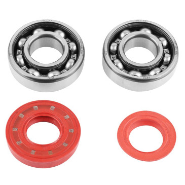 ROULEMENT D'EMBIELLAGE + JOINT SCOOT P2R ADAPTABLE MBK 50 BOOSTER, NITRO/YAMAHA 50 BWS, AEROX/APRILIA 50 SR/CPI 50 ARAGON/GENERIC 50 IDEO/KEEWAY 50 FOCUS (KIT 6204 FAG ACIER C3/JOINT RACING ROUGE) 3701213409525