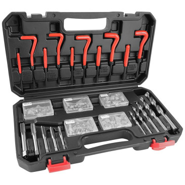 OUTIL REPARATION FILETAGE TYPE HELICOIL TARAUD/FORET/INSERT FILET/FILET RAPPORTE M5, M6, M8, M10, M12 (COFFRET 131 PIECES) -P2R- 3700948306895