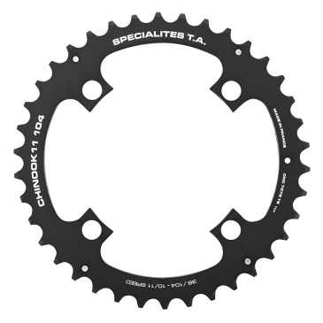 PLATEAU VTT 4BRA D.104 TA CHINOOK DOUBLE/TRIPLE 38DTS EXTERIEUR NOIR ALU POUR SHIMANO / SRAM / RACE FACE / FSA 10/11V. (COMPATIBLE MILIEU EN TRIPLE PLATEAU) 3662458000741
