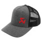 CASQUETTE AKRAPOVIC TYPE CAMIONNEUR GRIS FONCE/MAILLE NOIR (LOGO ROUGE) 3831126428112