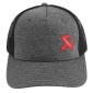 CASQUETTE AKRAPOVIC TYPE CAMIONNEUR GRIS FONCE/MAILLE NOIR (LOGO ROUGE) 3831126428112