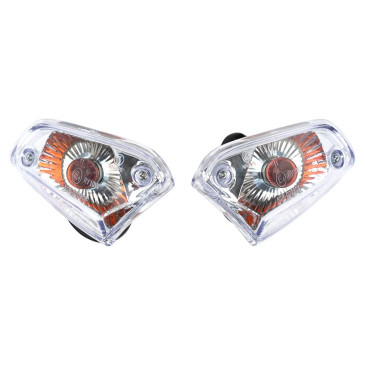 CLIGNOTANT SCOOT ADAPTABLE KYMCO 50-125 AGILITY AVANT TRANSPARENT/NOIR (HOMOLOGUE CE) (PAIRE) -P2R- 3700948302071