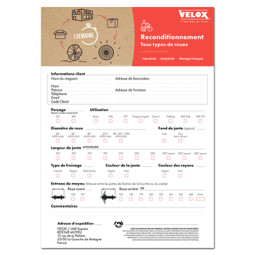 FORFAIT VELOX REMONTAGE POUR ROUE CASSEE - REMONTAGE / MONTAGE A PARTIR DU MOYEU ORIGINE EXPEDIE (TRANSPORT RETOUR INCLUS) *VOIR PROCEDURE DANS ARGUMENTAIRE 3700948277270