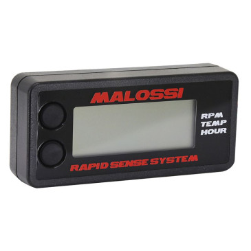 COMPTE TOURS DIGITAL MALOSSI RAPID SENSE SYTEM 0 A 15 000 TRS/MIN + THERMOMETRE POUR LE CIRCUIT DE REFROIDISSEMENT LIQUIDE -25°C A 250°C ET COMPTEUR D'HEURE 3700948138441