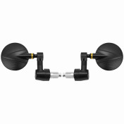 RETROVISEUR MOTO AVOC CHICAGO EMBOUT DE GUIDON ROND ALU CNC NOIR DIAM 76mm DIAM 13 et 17 mm REVERSIBLE (PAIRE) 3700948109694