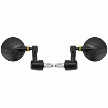 RETROVISEUR MOTO AVOC CHICAGO EMBOUT DE GUIDON ROND ALU CNC NOIR DIAM 76mm REVERSIBLE (PAIRE) 3700948109694