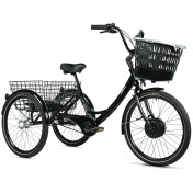 TRICYCLE ELECTRIQUE/VAE CITY LEADER FOX 24" BORMIO 2025 MIXTE NOIR BRILLANT 3V SHIMANO NEXUS MOTEUR ROUE AV BAFANG 36V 45Nm BATTERIE 14,4Ah (LARGEUR HORS TOUT 81cm) 8592826106131