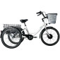 TRICYCLE ELECTRIQUE/VAE CITY LEADER FOX 24" BORMIO 2025 MIXTE BLANC BRILLANT 3V SHIMANO NEXUS MOTEUR ROUE AV BAFANG 36V 45Nm BATTERIE 14,4Ah (LARGEUR HORS TOUT 81cm) 8592826106087