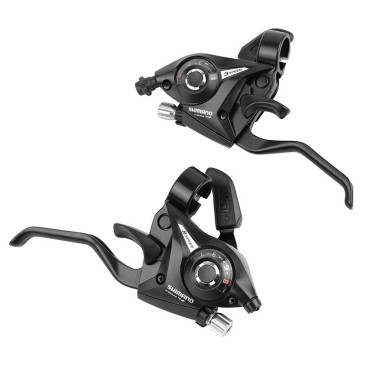 SHIFTERS-FOR ATB- SHIMANO STEF51 3x8 SPEED- -SILVER- (FOR V-BRAKE) (PAIR) "2 FINGER" 3667385000710