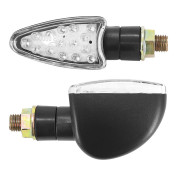 CLIGNOTANT MOTO AVOC TOSA 15 LEDS BASE ABS TRANSPARENT/NOIR (L 68mm / H 28mm / L 42mm) (HOMOLOGUE CE) (PAIRE) 3700948109540