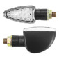CLIGNOTANT MOTO AVOC TOSA 15 LEDS BASE ABS TRANSPARENT/NOIR (L 68mm / H 28mm / L 42mm) (HOMOLOGUE CE) (PAIRE) 3700948109540