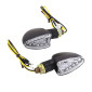 CLIGNOTANT MOTO AVOC TOSA 15 LEDS BASE ABS TRANSPARENT/NOIR (L 68mm / H 28mm / L 42mm) (HOMOLOGUE CE) (PAIRE) 3700948109540