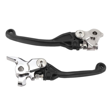 LEVIER DE FREIN/EMBRAYAGE MOTO OFF ROAD RETRACTABLE/PIVOT INCASSABLE KTM 125-150 SX 2014>2015, 125, 200 EXC 2014>2015 / HUSQVARNA 250-350-450 FC 2019>, 125-250 TC 2019> NOIR (PAIRE) -POLISPORT- 5604415130472