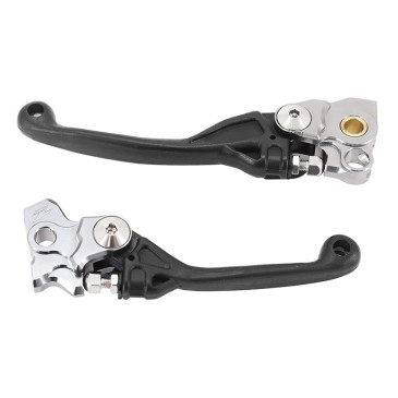 LEVIER DE FREIN/EMBRAYAGE MOTO OFF ROAD RETRACTABLE/PIVOT INCASSABLE KAWASAKI 250 KX 2019>2023, 450 KX 2019>2023 NOIR (PAIRE) -POLISPORT- 5604415130298