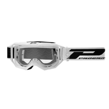 MASQUE/LUNETTES CROSS PROGRIP 3300 TR VISION GO BLANC MAT ECRAN TRANSPARENT ANTI-RAYURES/ANTI U.V./ANTI-BUEE (HOMOLOGUE CE-EN-N° AC-96025 REV.2) 0801766036278