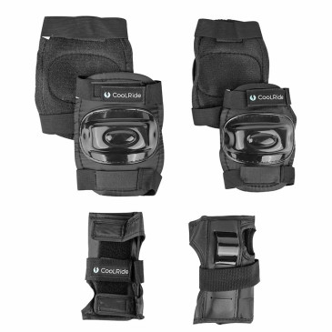 PROTECTION GENOUILLERES - COUDIERES ET POIGNETS COOLRIDE NOIR (KIT 6 PIECES) POUR VELO - ROLLER - SKATE 3700256070143