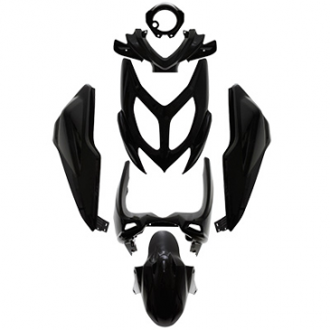 CARROSSERIE/CARENAGE SCOOT ADAPTABLE MBK 50 NITRO 2013>/YAMAHA 50 AEROX 2013> NOIR BRILLANT (KIT 7 PIECES) -P2R- 3700948054000