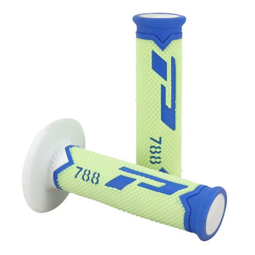 REVETEMENT POIGNEE PROGRIP MOTO OFF ROAD 788 TRIPLE DENSITE SPECIAL EDITION FLUO DESIGN BLEU LIGHT/JAUNE FLUO/BLANC CLOSED END 115mm (CROSS/MX) (PAIRE) 0801766078384