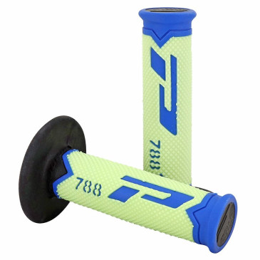 GRIP- PROGRIP OFF ROAD 788 TRIPLE DENSITY SPECIAL EDITION FLUO BLUE LIGHT/YELLOW/BLACK 115mm (PAIR) (CROSS/MX) 0801766078391