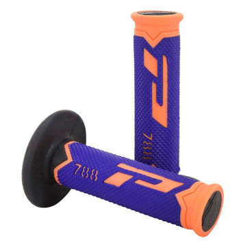 REVETEMENT POIGNEE PROGRIP MOTO OFF ROAD 788 TRIPLE DENSITE SPECIAL EDITION FLUO DESIGN ORANGE FLUO/BLEU/NOIR CLOSED END 115mm (CROSS/MX) (PAIRE) 0801766078285