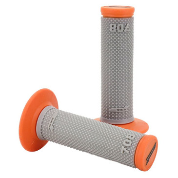 GRIP- PROGRIP OFF ROAD 708 TRIPLE DENSITY GREY/ORANGE 115mm (LOCK ON) (SUPPLIED WITH 5 DIFFERENT THROTTLE CAMS) (PAIR) (CROSS/MX) 0801766091314