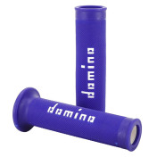 REVETEMENT POIGNEE DOMINO MOTO ON ROAD A010 BLEU/BLANC OPEN END 120-125mm (PAIRE) 8033900031258