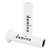 REVETEMENT POIGNEE DOMINO MOTO ON ROAD A010 BLANC/NOIR OPEN END 120-125mm (PAIRE) 8033900031289