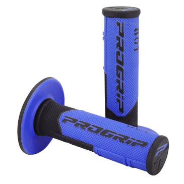 GRIP- PROGRIP OFF ROAD 801 DUAL DENSITY BASE BLACK/BLUE 115mm (PAIR) (CROSS/MX) 0801766033048