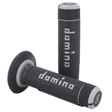 REVETEMENT POIGNEE DOMINO MOTO OFF ROAD A020 NOIR/GRIS CLOSED END 120-123mm (PAIRE) 8033900000223