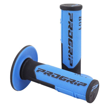 GRIP- PROGRIP OFF ROAD 801 DUAL DENSITY DUAL DENSITY BASE BLACK/BLUE LIGHT 115mm (PAIR) (CROSS/MX) 0801766080080