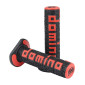 REVETEMENT POIGNEE DOMINO MOTO OFF ROAD A360 NOIR/ROUGE CLOSED END 120-123mm (PAIRE) 8033900032132